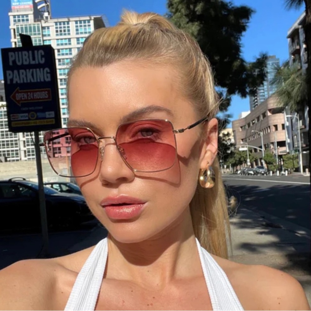 Otra Rectangular Rose Gold Statement Sunglasses. … - image 1